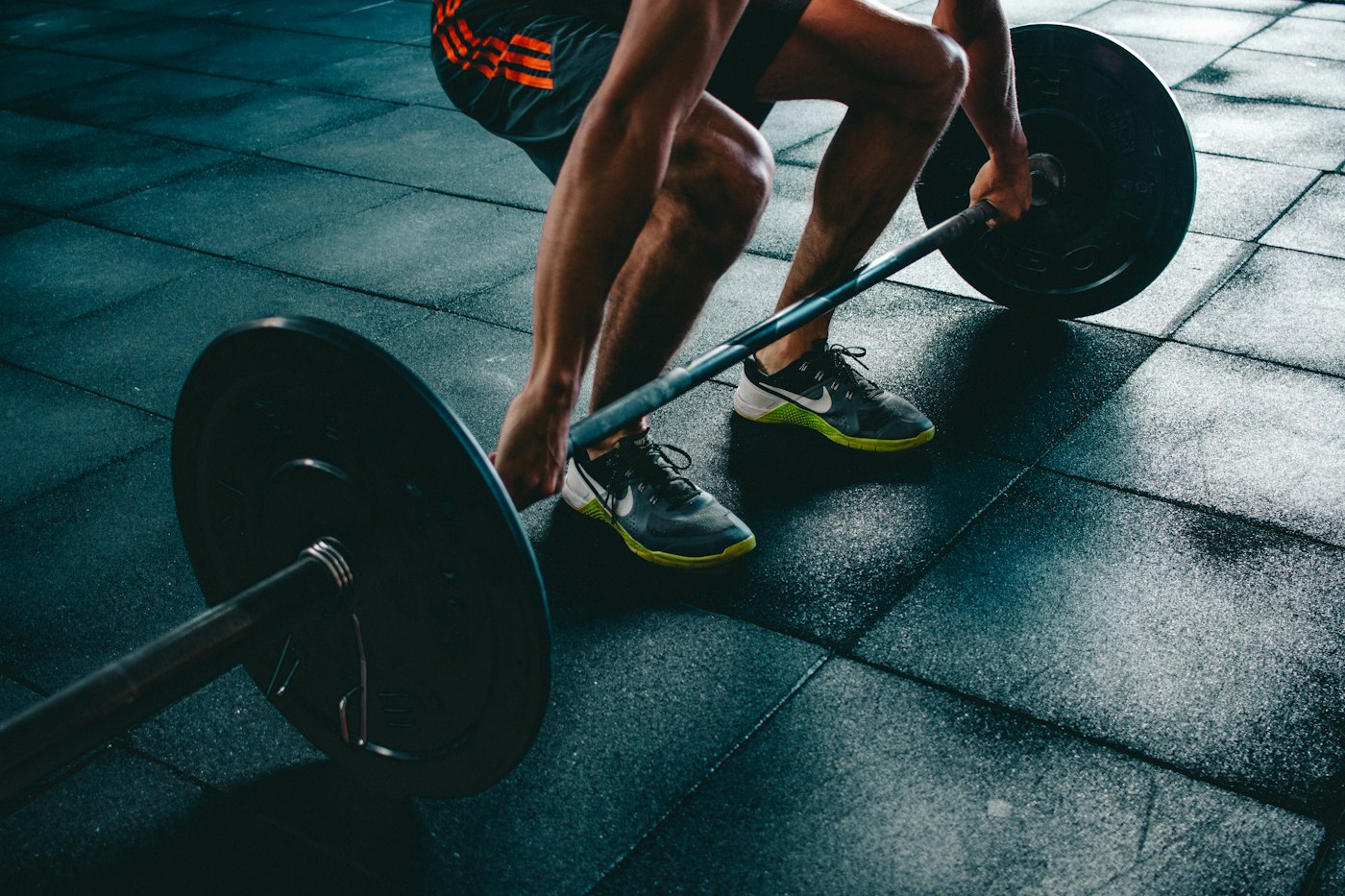 Person exercising with fitness equipment