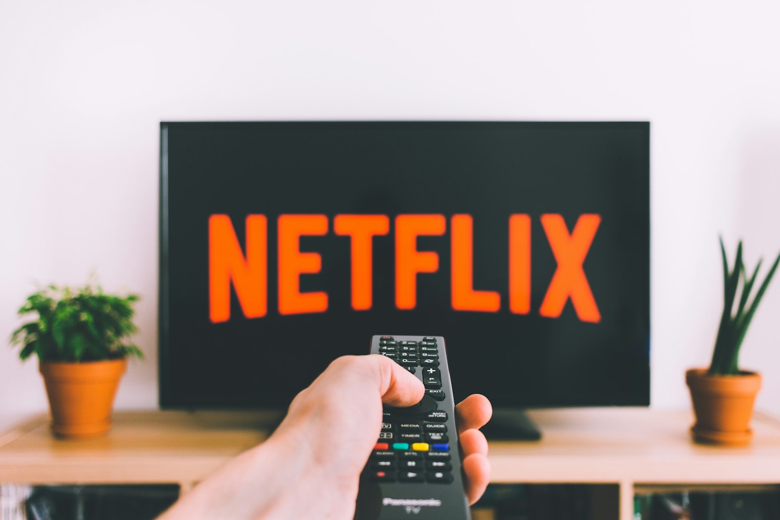 Flat-screen television in a living room ready for streaming