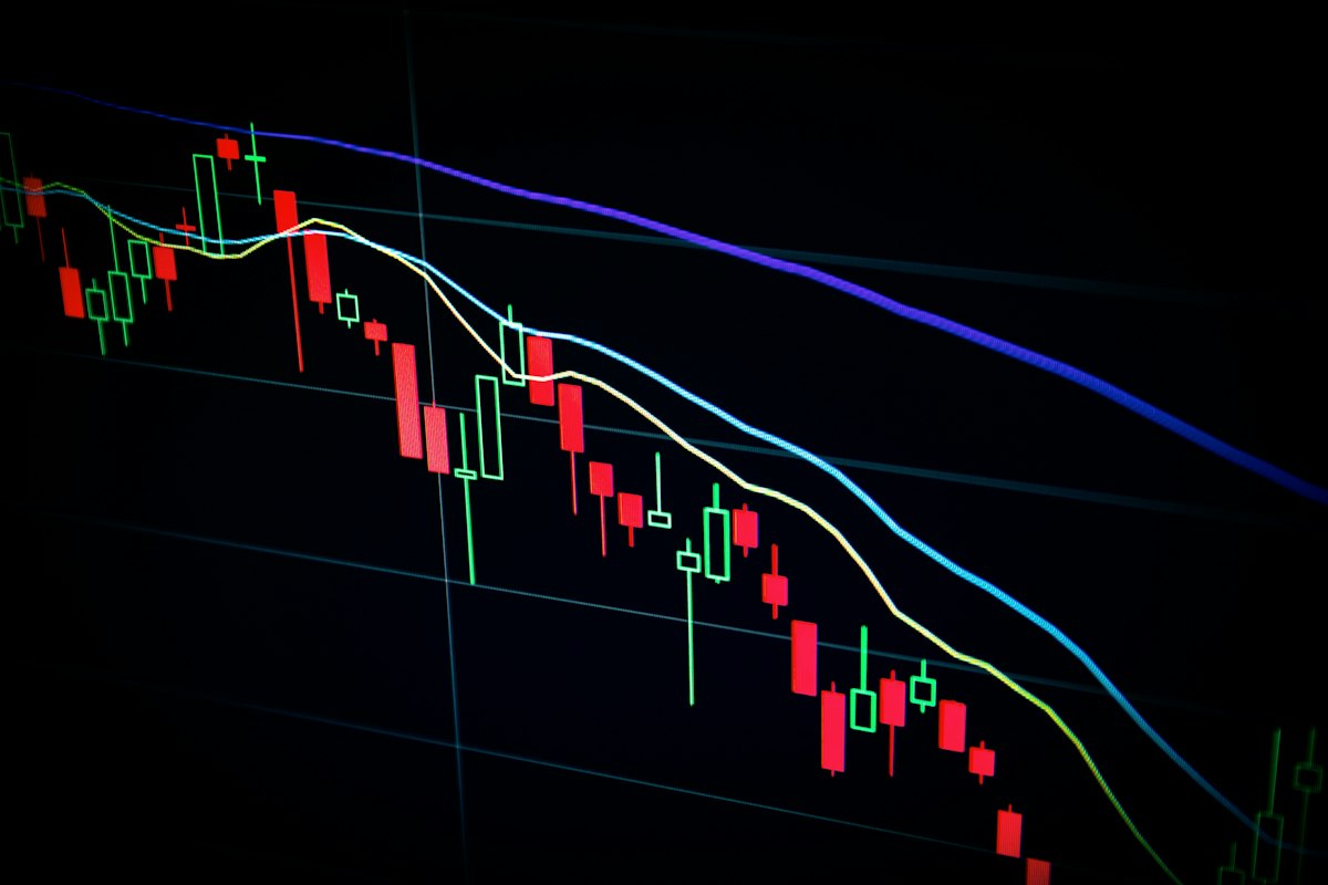 Financial candlestick chart on a monitor