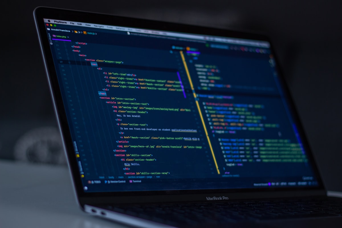 Colorful source code displayed on a computer monitor