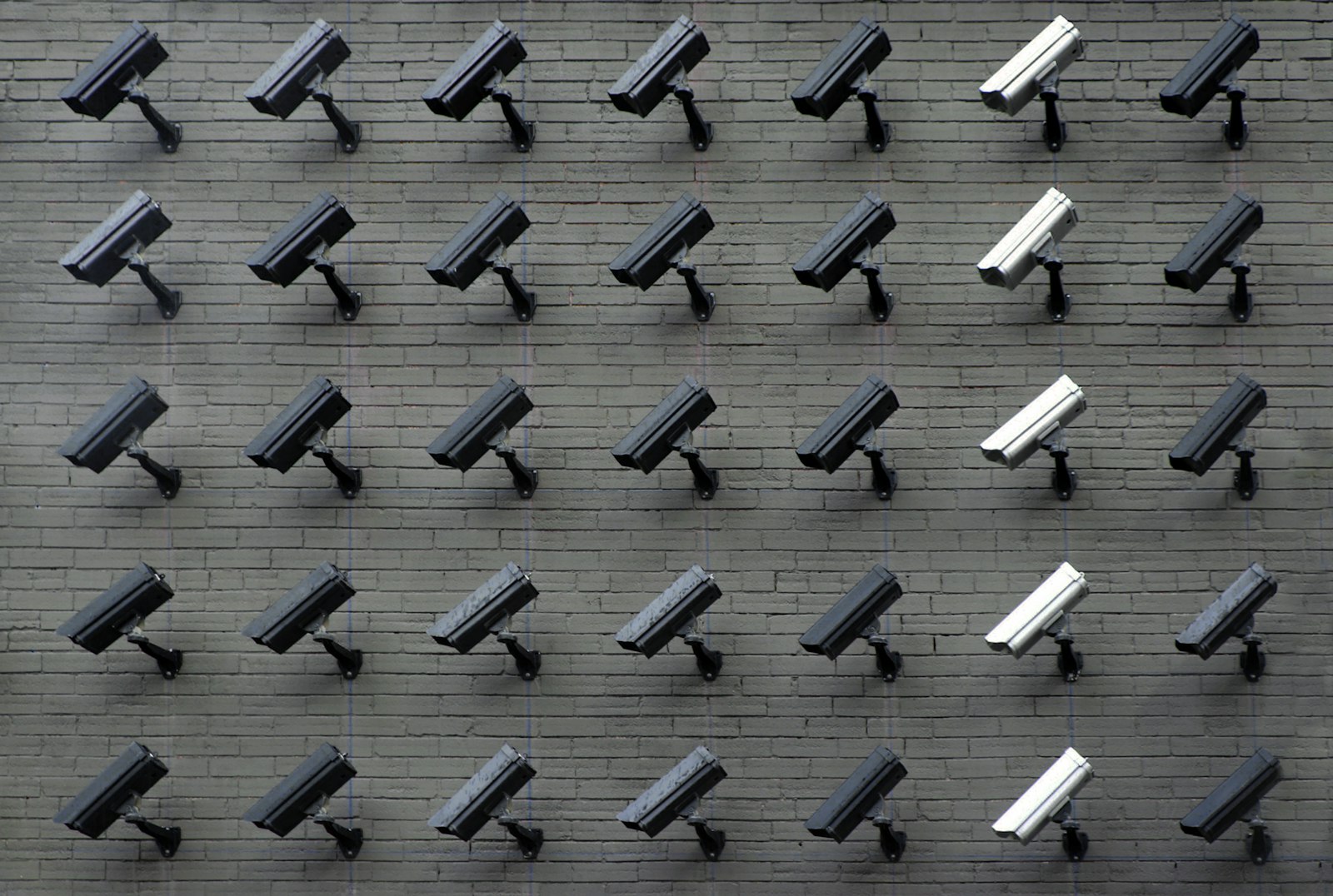 Security camera mounted outdoors near a building