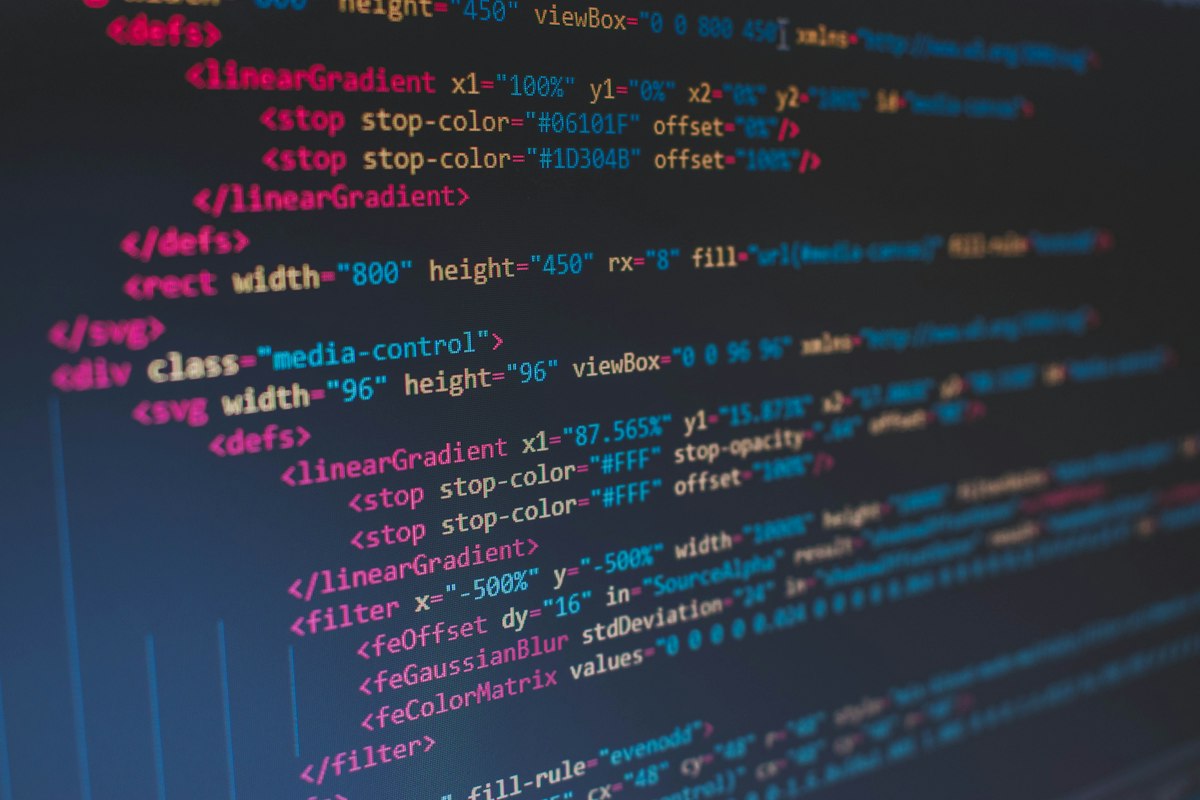 Close-up of HTML and programming code on a monitor