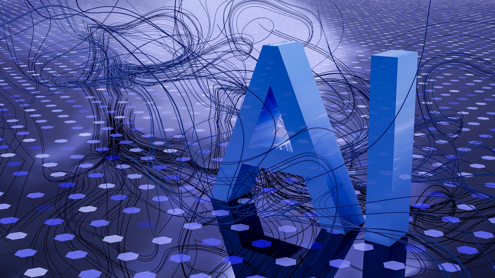 Abstract glowing neural network visualization